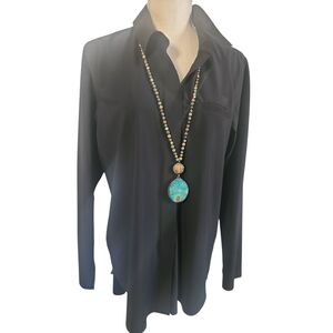 ATHLETA Black Button-Up Shirt Size Medium